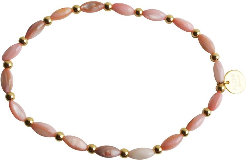 Flow Jewels Enkelbandje met Kralen Lara Roze | Goud