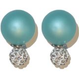 Dubbele Parel/Strass Oorbellen Turquoise