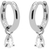 Karma Oorringen Hinged Hoops Symbols Hanging Drop Zirconia Zilver