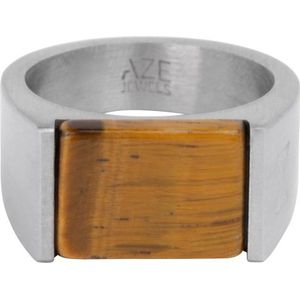 AZE Jewels Ring Signet Rocks Tiger - Inox