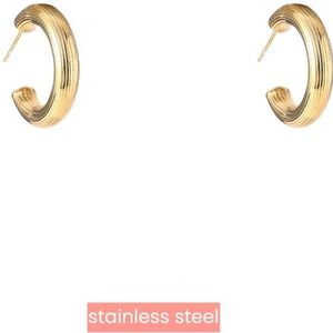 Day&Eve Oorringen Striped Hollow Hoop | Goud