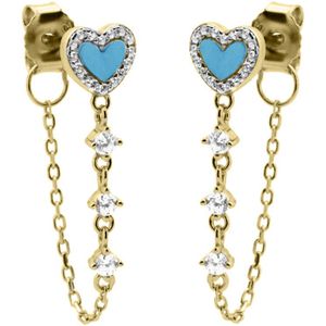 Karma Oorbellen Chain Smell Of Love Turquoise | Goud
