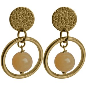 Flow Jewels Hang Oorbellen Arya Zalmroze Steentje Goud