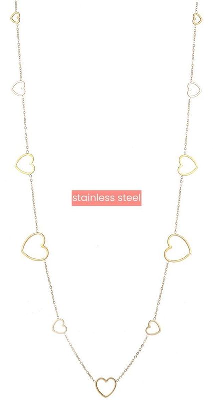 Day&Eve Ketting Long Hearts | Goud