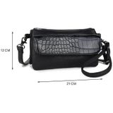 Wimona Schoudertasje / Clutch Croco Leonara Zwart