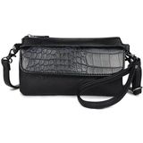 Wimona Schoudertasje / Clutch Croco Leonara Zwart