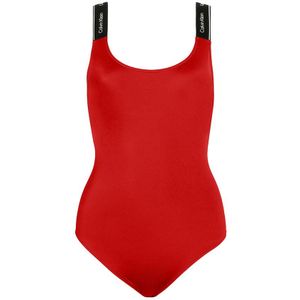 dames badpak straps logo rood