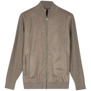 Baileys - Cardigan - Taupe - Zip Front Body - Single Knit met Suedine Applicaties