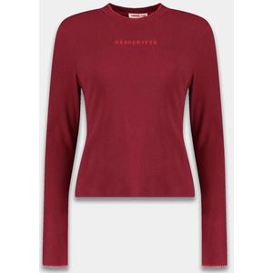 Harper & Yve - T-shirt Cammy Ls - Donkerrood - Dames