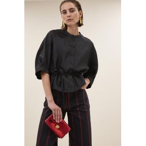 By-Bar - Blouse 25512007 - Zwart - Elegante Ronde Kraag