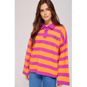 Harper & Yve - Top AW25Y502 - Dames T-shirt - Paars en Oranje - Gestreept