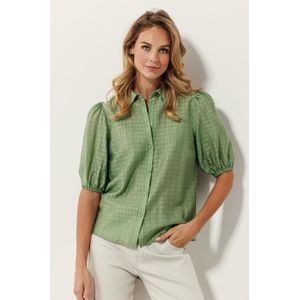 Tramontana Short Puff-Sleeve Blouse | Pistacchio