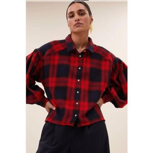 By Bar Sarah Short Blouse | Red Poppy Check