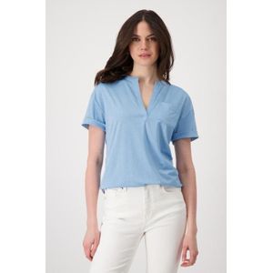 Monari - 409365 - Blouse - Blauw - Ronde Hals met V-Inkeping
