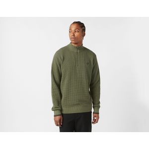 Fred Perry Waffle 1/2 Zip Sweatshirt, groen