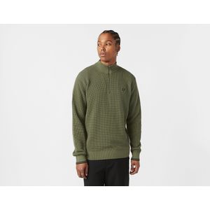 Fred Perry Waffle 1/2 Zip Sweatshirt, groen