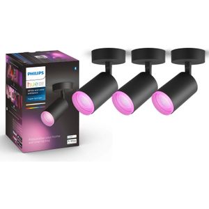 Philips Hue Fugato opbouwspot - White and Color - 1-spot zwart (3-pack)