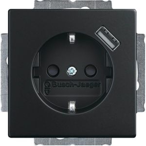 ABB Busch-Jaeger wandcontactdoos met USB aansluiting - future linear - mat zwart