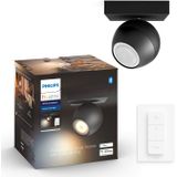 Philips Hue Buckram opbouwspot - White Ambiance - 1-spot zwart (incl. DIM switch)