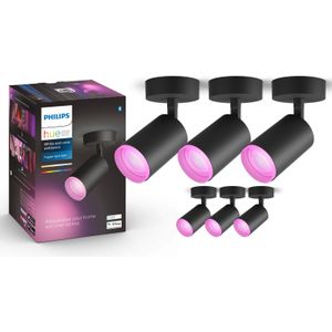 Philips Hue Fugato opbouwspot - White and Color - 1-spot zwart (6-pack)