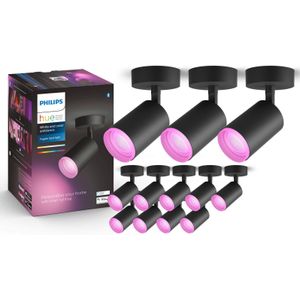 Philips Hue Fugato opbouwspot - White and Color - 1-spot zwart (12-pack)