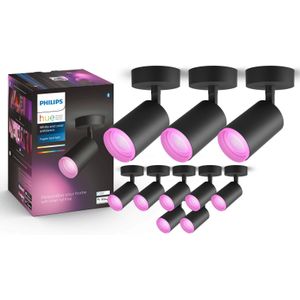 Philips Hue Fugato opbouwspot - White and Color - 1-spot zwart (10-pack)