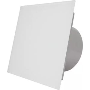 Air Roxy badkamerventilator met aansluitdiameter 125 mm met timer en vochtsensor - front mat wit glas