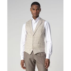 Dutch Dandies Gilet Heren - Beige grote ruit