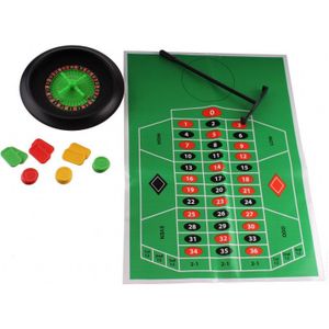 LG-Imports Roulette-set 15 cm - Groen/Zwart - Geschikt voor junioren - Inclusief roulettebak, roulettekleed, harkje en fiches