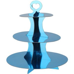 Etagere Karton Blauw Metallic, 3-laags