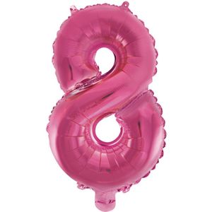 Folieballon Cijfer 8 40cm Roze