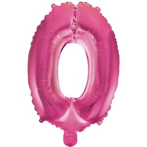 Folieballon Cijfer 0 40cm Roze