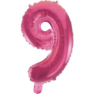 Folieballon Cijfer 9 40cm Roze