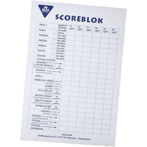 Haza Original Scoreblok Yahtzee 50 Vel