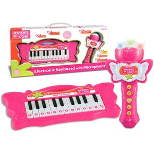 Bontempi Mini Vlinder Keyboard met Karaoke Microfoon - Roze