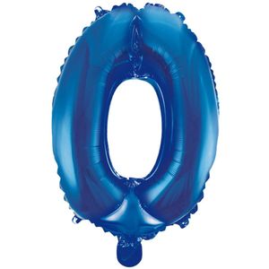 Folieballon Cijfer 0 40cm Blauw