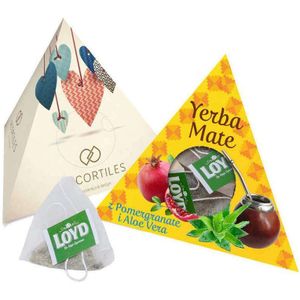 100 St. Home  | Werbe-Tee – 10 Pyramidenbeutel | Vollfarbiger Druck | Originelles Giveaway