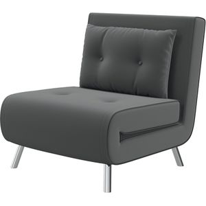 HOMCOM ligstoel, multifunctioneel met ligfunctie, knoopdetail, comfortabel en stijlvol, 77 x 88 x 83 cm, donkergrijs | Aosom.nl