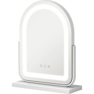 HOMCOM Make-upspiegel met LED-verlichting, 3 lichttemperaturen, draaibaar, touch-bediening, wit