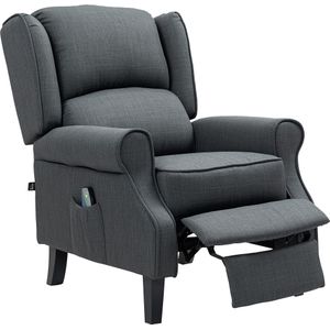 HOMCOM Massagestoel met Verwarmingsfunctie, 2 Massagezones, Ligfunctie, tot 150 kg, Donkergrijs