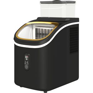 HOMCOM IJsblokjesmachine, stille werking, compact ontwerp, inclusief ijskorf en schep, Zwart