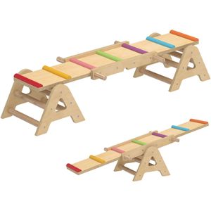 KiddyMoon Houten wip voor kinderen, multifunctionele Montessori-boog, houten speelgoed, klimmen, speelboog voor kinderen, wip van hout voor baby's WR-001, grijs