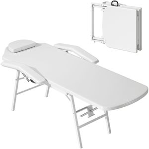 HOMCOM Draagbare massagetafel, opvouwbare massageliege met kunstleder bekleding, schuimrubberen padding, staalframe, wit