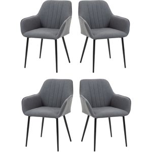 HOMCOM Set van 4 Eetkamerstoelen, stijlvol, gestoffeerde zitplaats, rugleuning, gemakkelijk te onderhouden, 59,5x56,5x81 cm, Donkergrijs | Aosom.nl