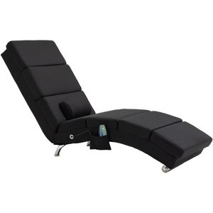 HOMCOM Massagestoel Relaxfauteuil 8 Vibratiepunten 5 Modi Lendenwarmte S-Vorm Ademende Stof Zwart 56x168x84 cm | Aosom.nl