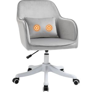 Vinsetto massage bureaustoel, ergonomisch, met trilfunctie en armsteunen, in hoogte verstelbaar, luxe fluweel, 55 x 65 x 45-55 cm, roze | Aosom.nl