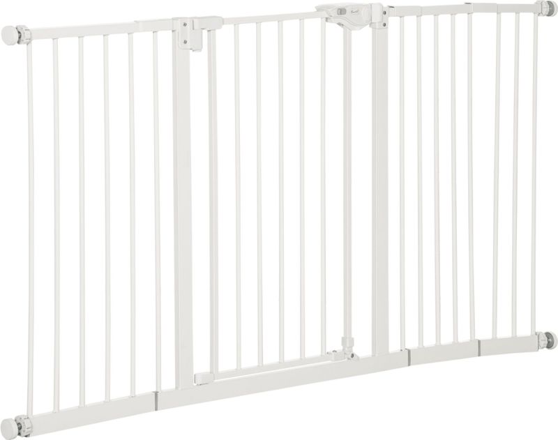 PawHut hondenhekje, uitschuifbaar, stevig met klembevestiging, veilig en duurzaam, 136 x 76 cm, eenvoudig te installeren, wit | Aosom.nl