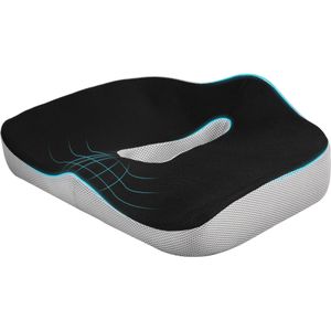 HOMCOM ergonomisch zitkussen, ademende hoes, antislip, optimale ondersteuning, 44x39x13 cm, comfortabel, zwart | Aosom.nl