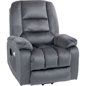 HOMCOM - TV-stoel - Grijs - Elektrische Verhoger - Relaxfauteuil met Ligfunctie en Massagestoel