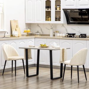 HOMCOM Set van 2 eetkamerstoelen, Scandinavisch design, luxe fluweel, stevig en comfortabel, perfect voor keuken, crème, zwart | Aosom.nl